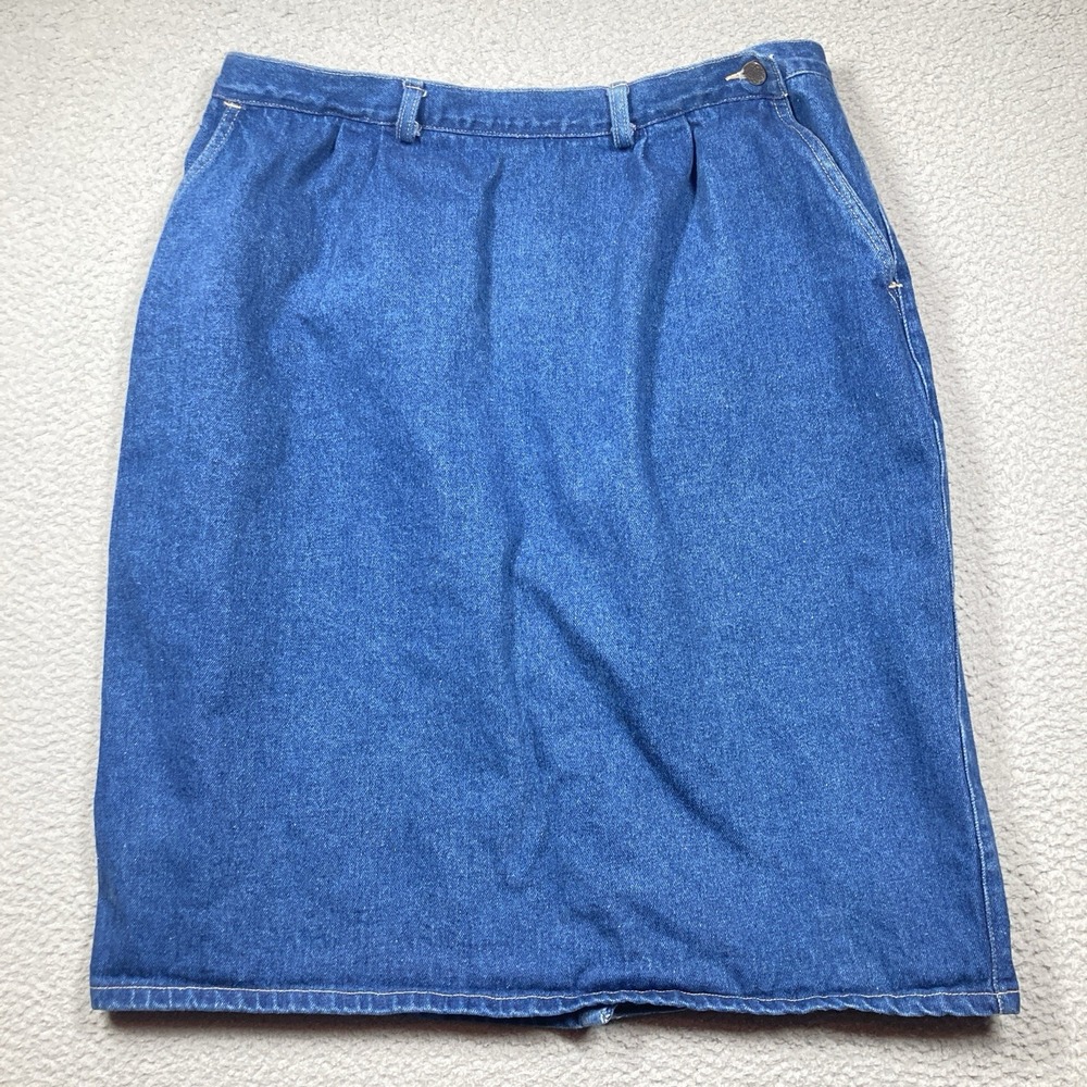 Vintage Palmettos Denim Skirt 22W (34" Waist)‎  Blue Knee Length Modest USA Made